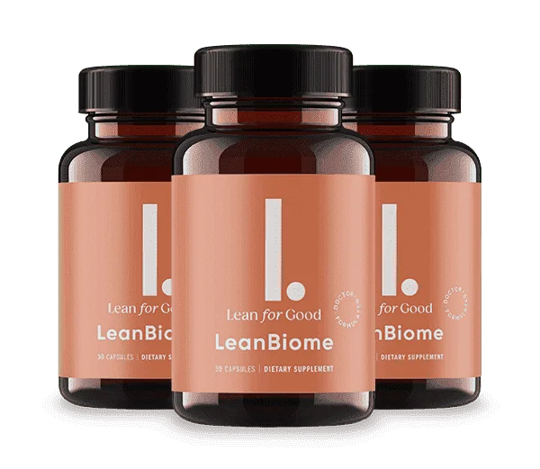 Three LeanBiome supplement bottles